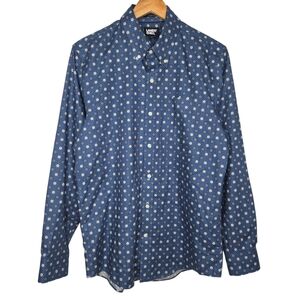 Lands End Traditional Fit No Iron Twill Mens Geo Print Button Shirt 15 - 15 1/2